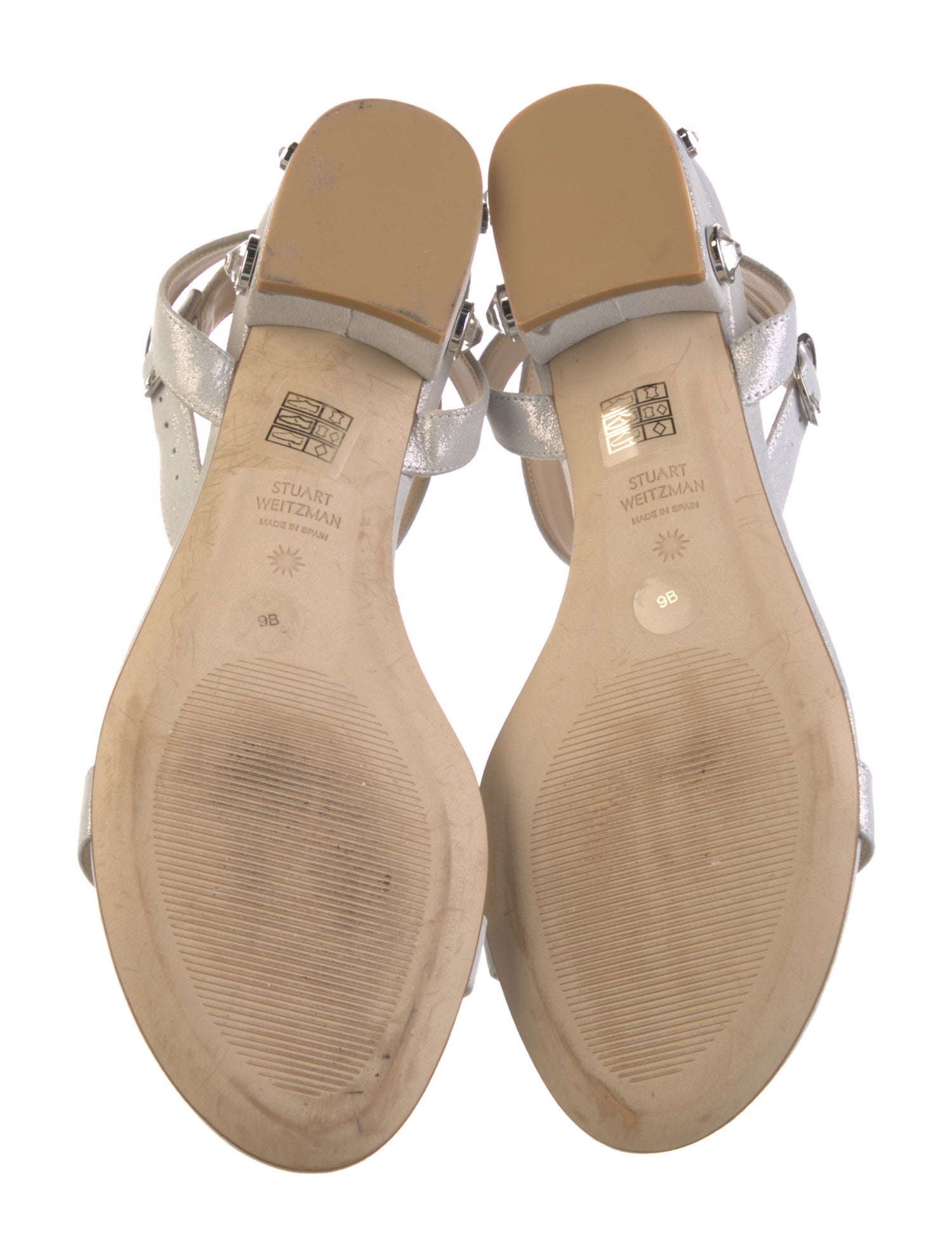 Stuart Weitzman Suede Crystal Embellishments Sandals